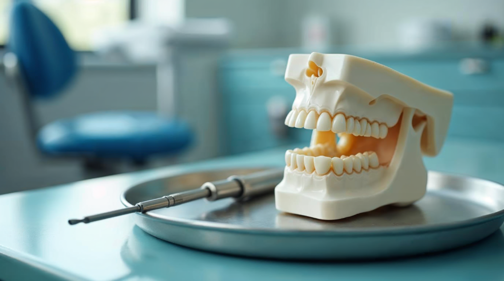 Model anatomiczny szczęki i tradycyjna karpula stomatologiczna
